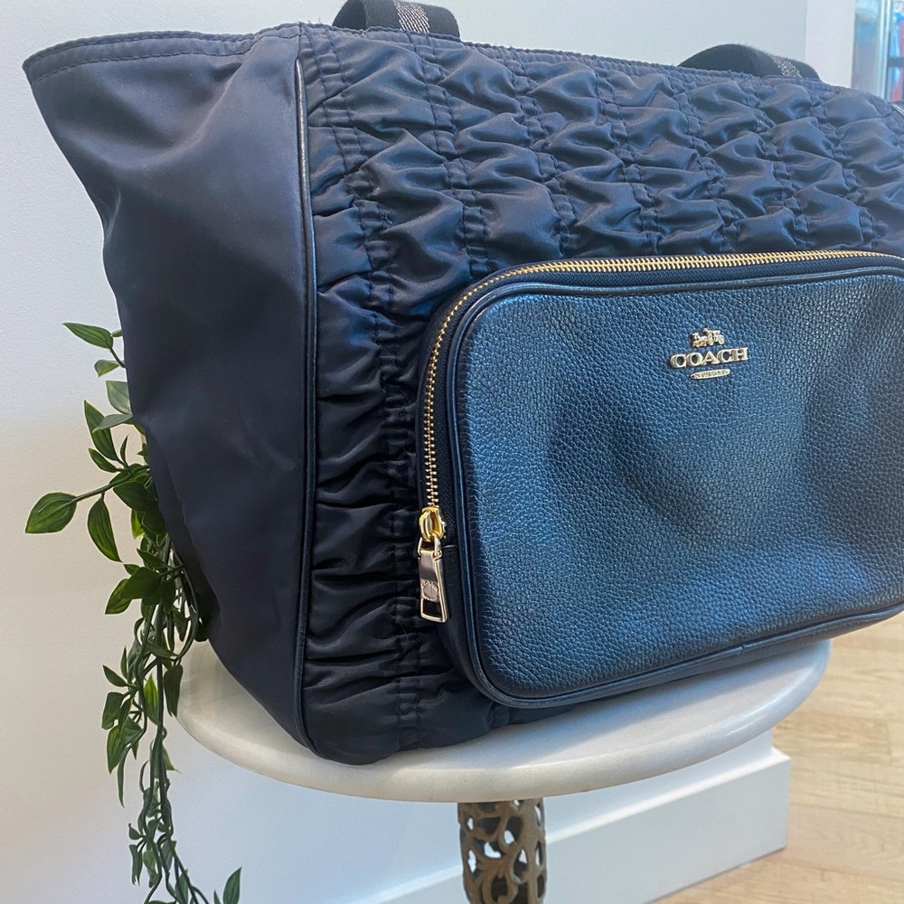 Coach Court Tote with Ruching Navy